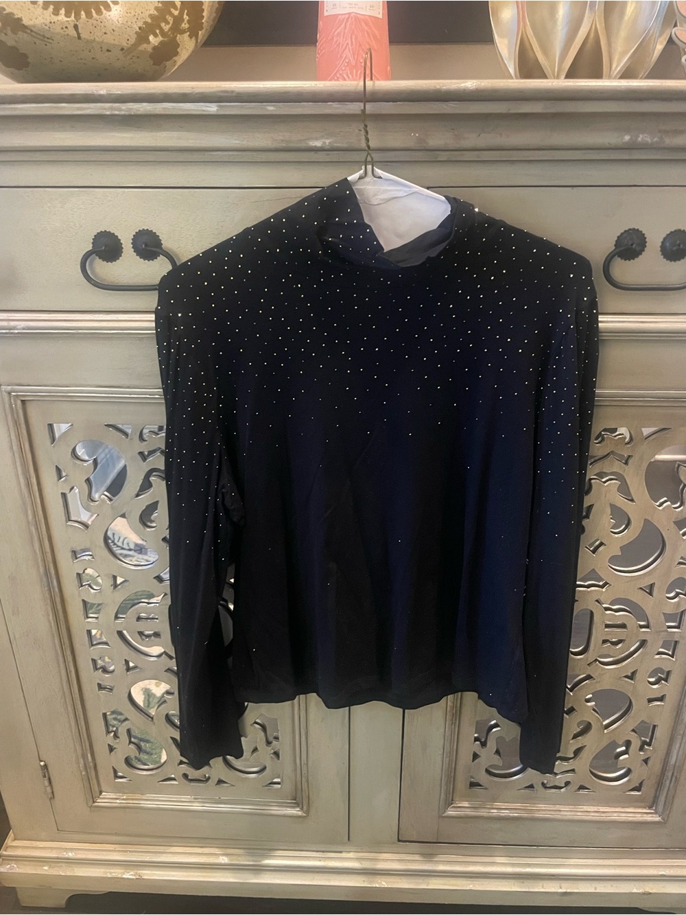 Womenโs St John Black Long-Sleeve top with Stud Detail
